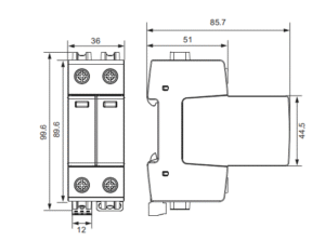 type 2 surge protective device dimensions 2P