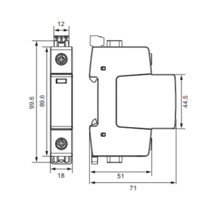 type 1+2 surge protection device 1P dimensions