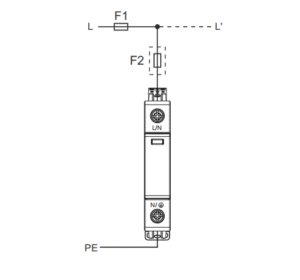 type 1+2 surge protective device 1P wiring diagram