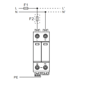 type 1+2 surge protective device 2P wiring diagram