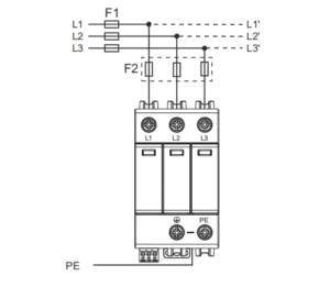 type 1+2 surge protection device 3P wiring diagram