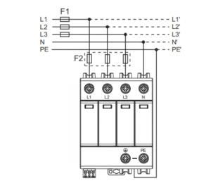 type 1+2 surge protection device 4P wiring diagram
