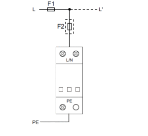 Connection diagram type 2+3 surge protection device 1P KYSPD-20T2+3-1P