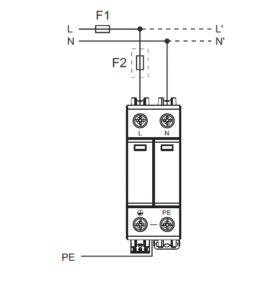 Connection diagram type 1+2 surge protective device N-PE KYSPD-12.5T1+2-1+1