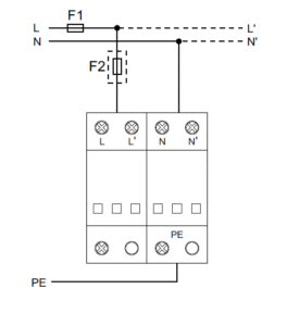 Connection diagram surge protection device for electrical panel KYSPD-20T2+3-2P