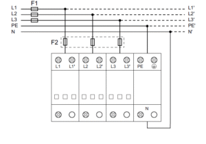 Connection diagram surge protection device for elevators KYSPD-40T2-3+1