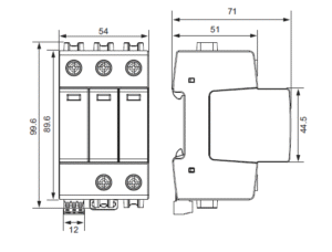 Dimensions 240v surge protection device KYSPD-40T2-3P