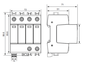 Dimensions type 2 surge protection device 4P KYSPD-40T2-4P