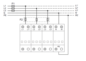 Connection diagram type 2 surge protection device 4P KYSPD-40T2-4P