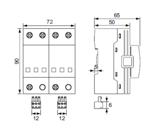 type 1 surge protective device 2-pole dimensions