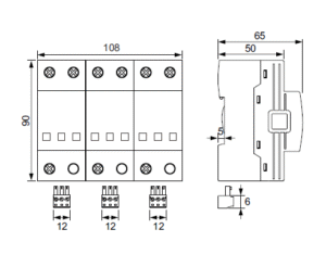 ac surge protection device 3-pole dimensions