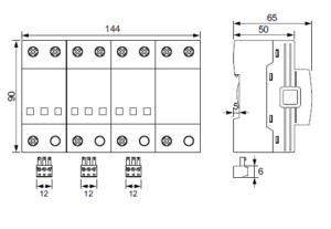 240v surge protection device 3+1 dimensions