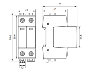 Connection diagram type 1+2 surge protection device single phase KYSPD-7T1+2-1+1