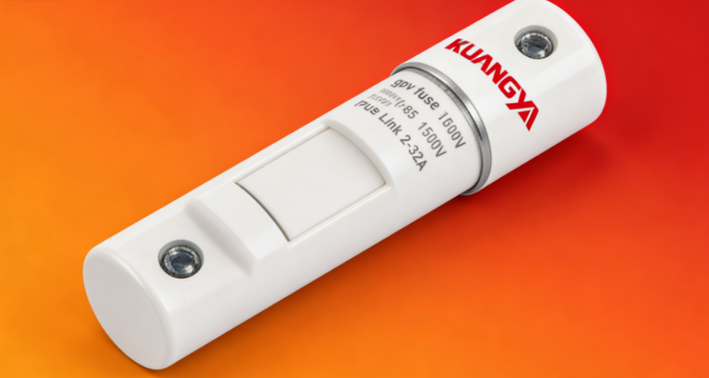 DC PV gPV fuse for solar and energy storage systems, KUANGYA cylindrical gPV din-rail PV fuse with fuse link 1000V/1500V