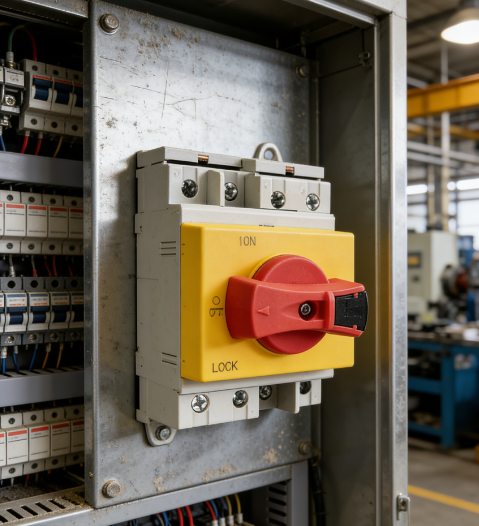 DC Switch Disconnector installed in PV inverter cabinet for solar energy system safety isolation