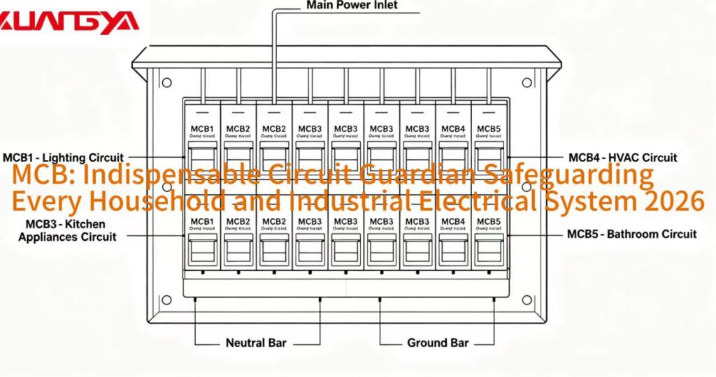 MCB installed in residential electrical distribution box with labeled circuits