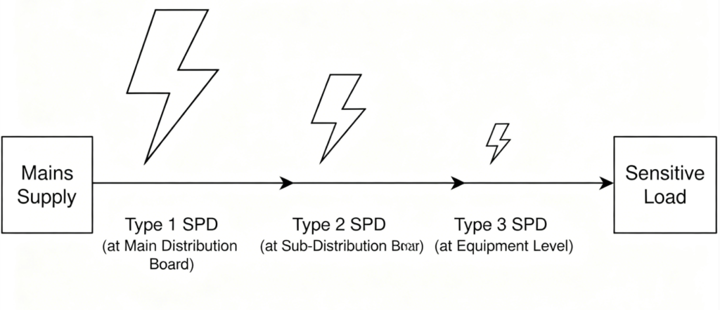 3 phase surge protector type 1 vs type 2 vs type 3 comparison