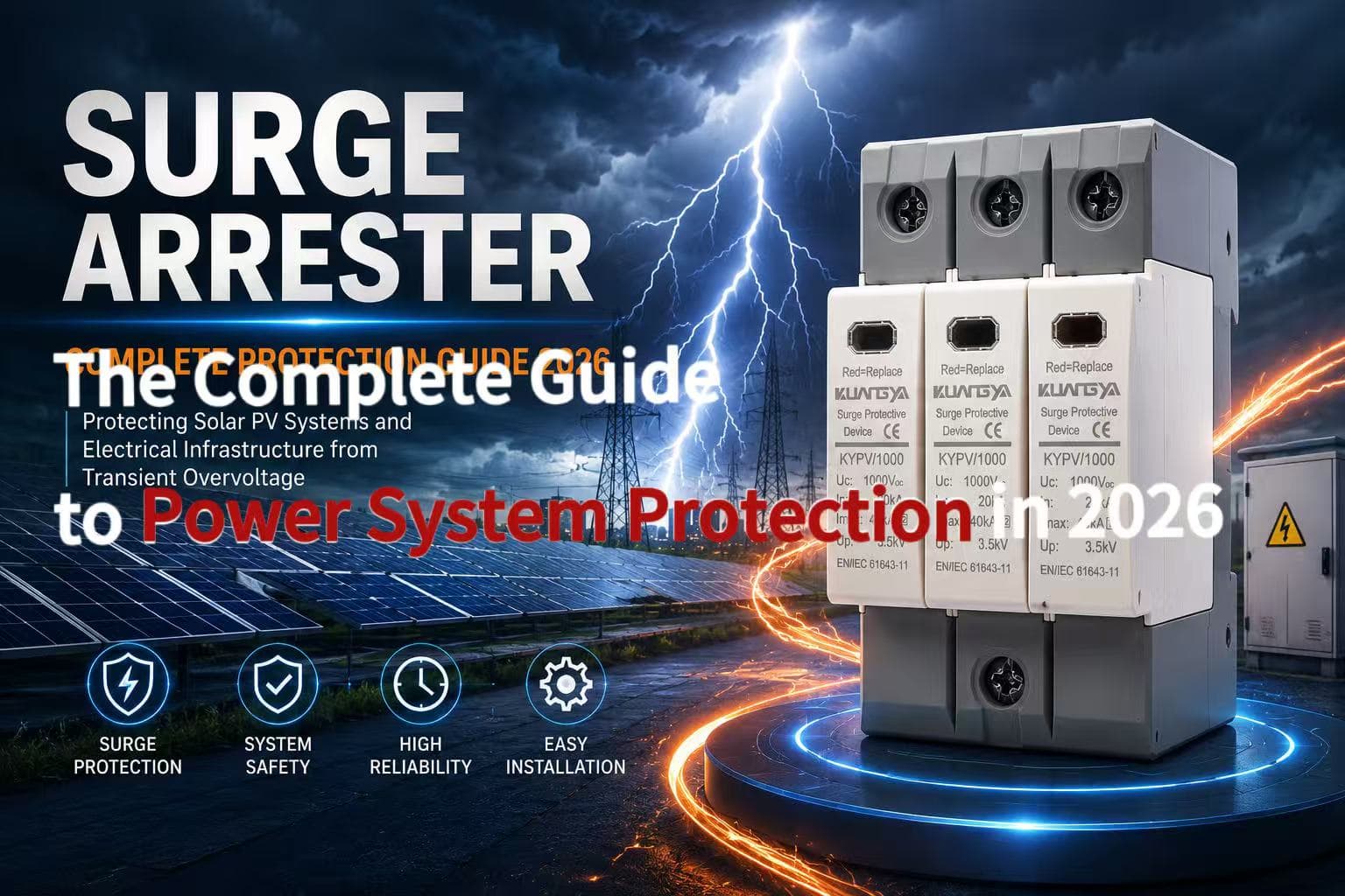 Surge arrester protection for solar photovoltaic power systems