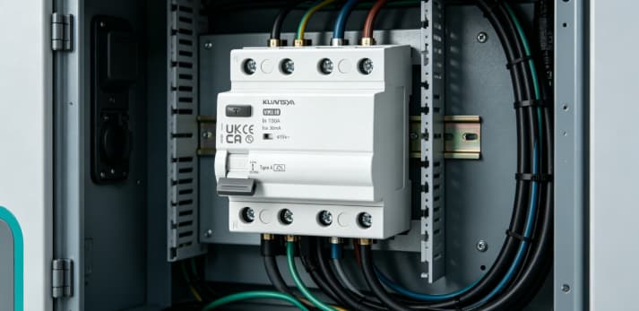 RCCB installed in EV charging electrical panel