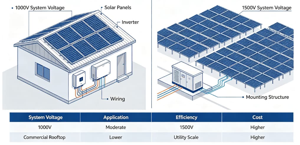 1000V and 1500V solar PV systems