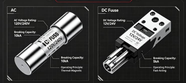Comparison of AC Fuse and DC Fuse Features