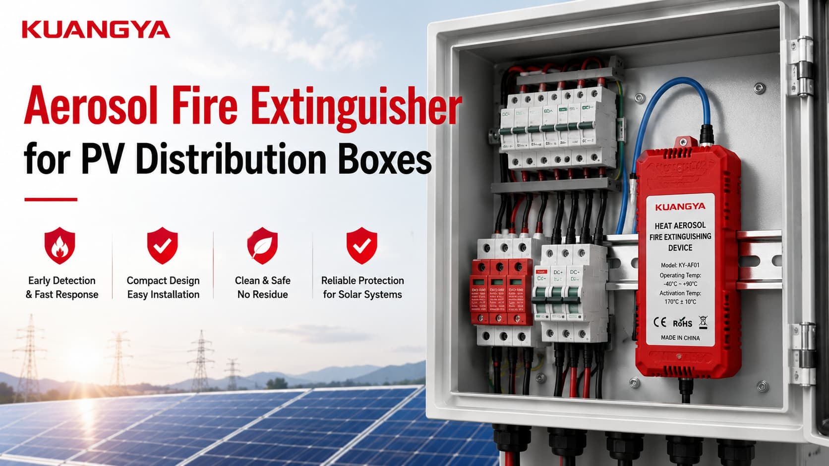 Aerosol Fire Extinguisher for PV Box Installation