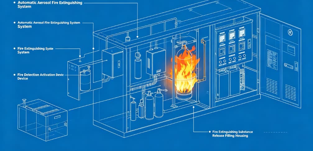 Automatic fire suppression system activating inside electrical cabinet to extinguish fire quickly