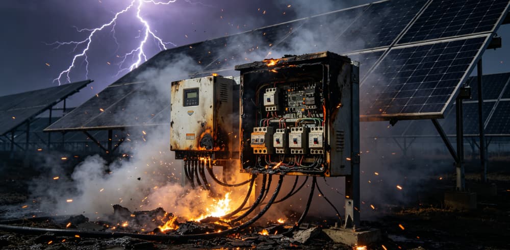 Solar PV system damaged by lightning surge when only fuse protection is used
