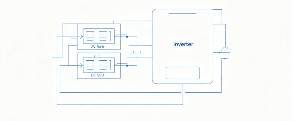 Combined DC fuse and DC SPD protection system in solar photovoltaic installation