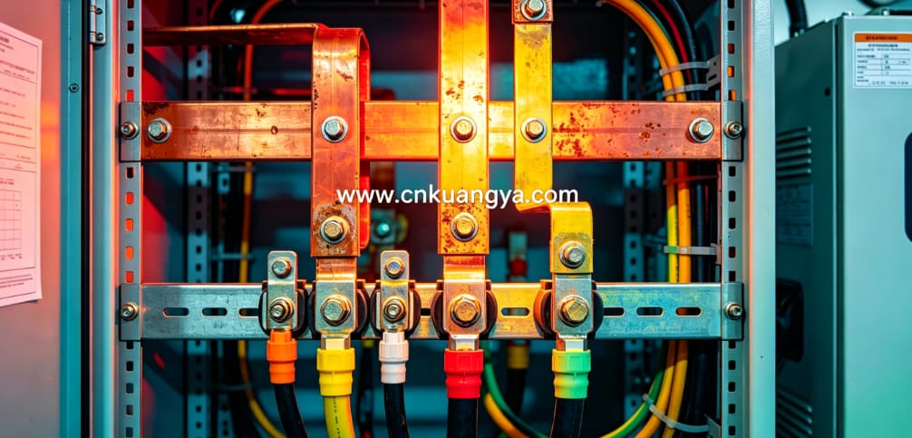 Overheating risk points inside EV charging cabinet including terminals and busbars
