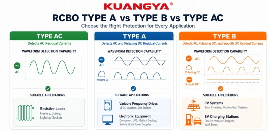 High-performance RCBO for industrial panel with integrated overcurrent and leakage protection