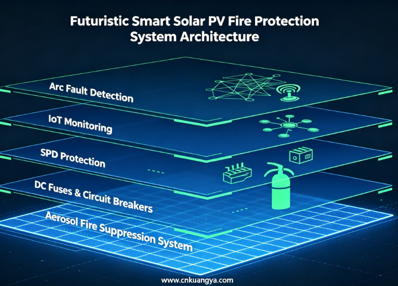 Smart layered solar PV fire protection system with monitoring and suppression technologies