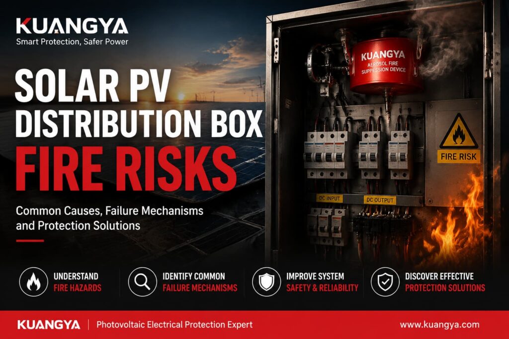 Solar PV electrical cabinet fire risk with aerosol fire suppression device