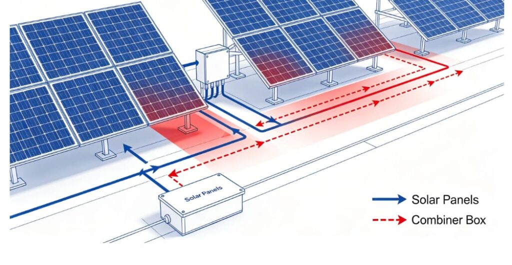 PV DC reverse current fault diagram with gPV fuse protection