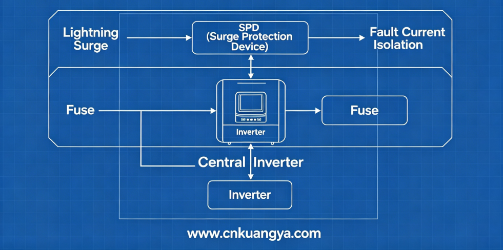 SPD and fuse coordination in solar PV protection system architecture
