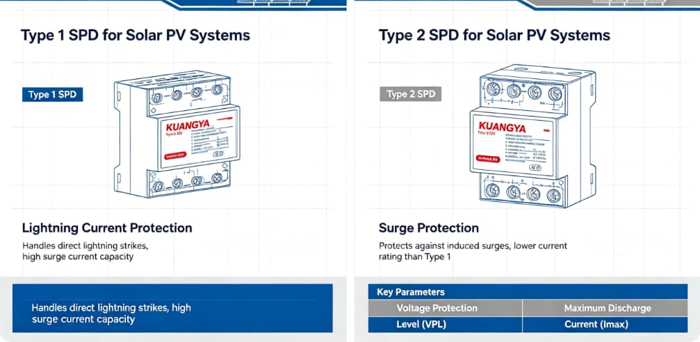 Type 1 vs Type 2 DC SPD for solar systems