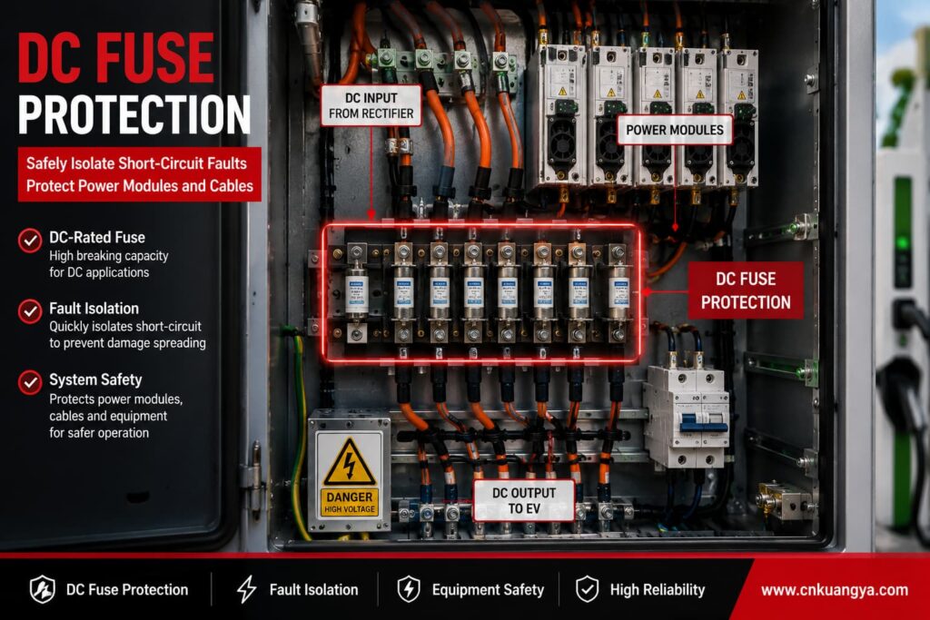 DC fuse protection for EV charging station power modules