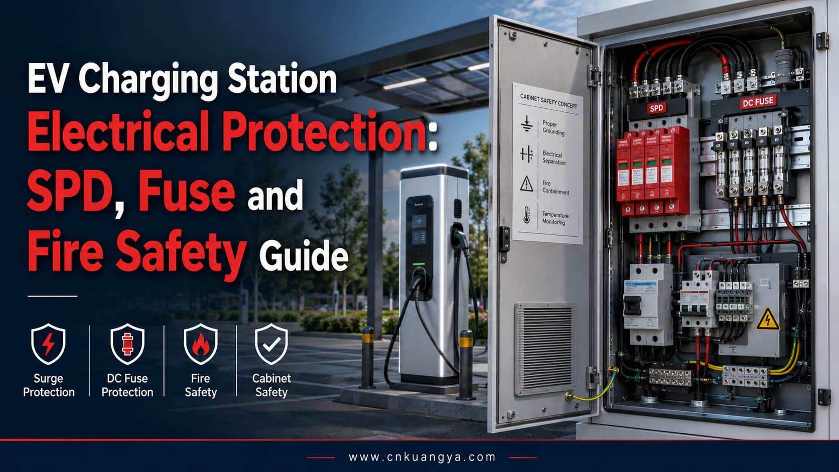 EV Charging Station Electrical Protection with SPD fuse and cabinet fire safety