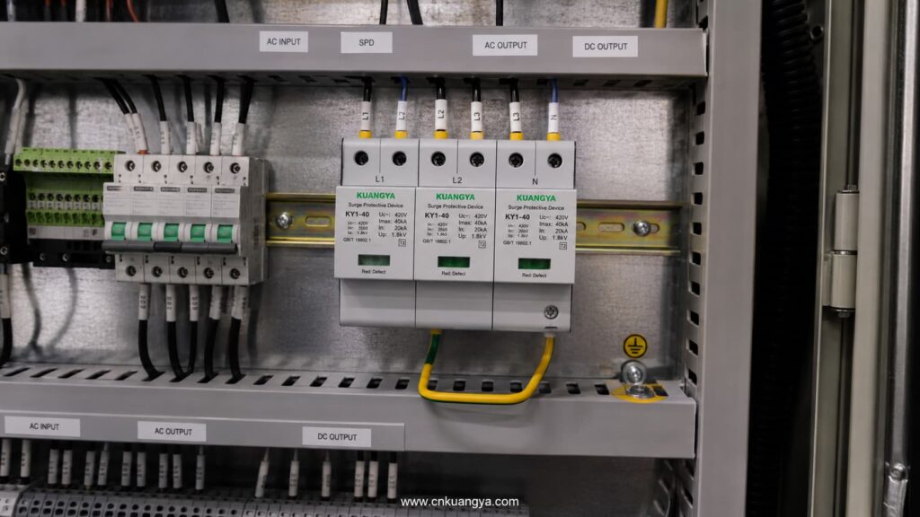 KUANGYA EV charger SPD installed inside electrical cabinet