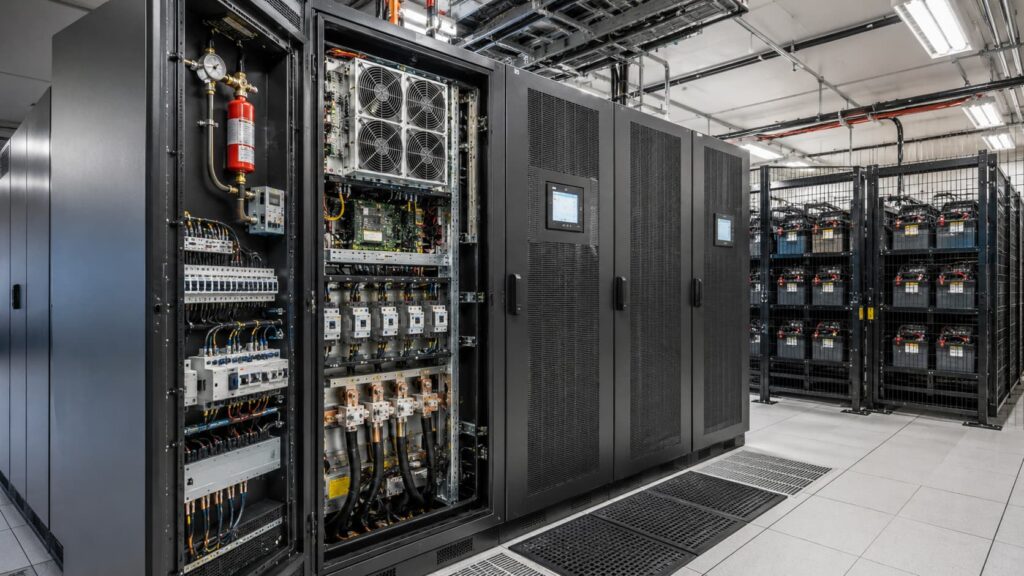 UPS Cabinet Protection with battery systems, electrical monitoring and automatic fire suppression