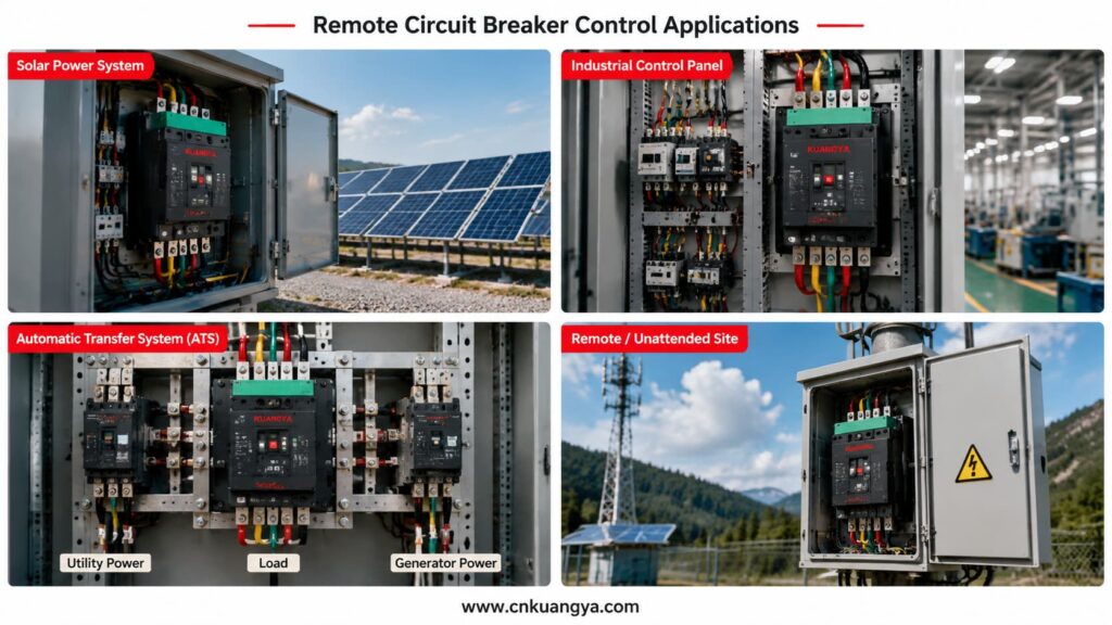 Circuit breaker motor operator applications in solar, industrial, ATS and remote electrical systems