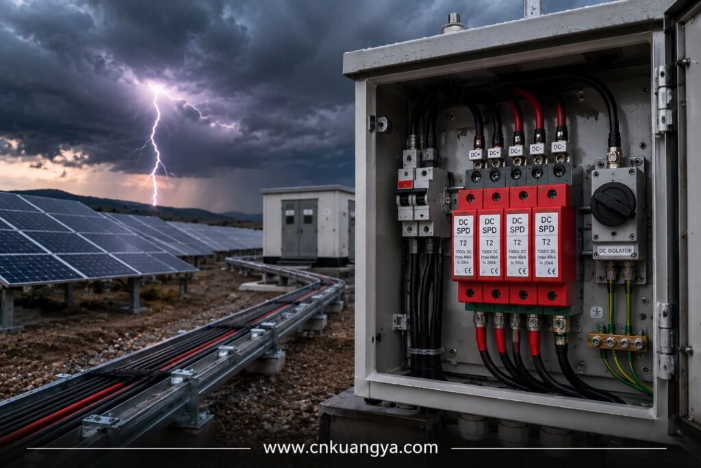 DC SPD protecting a solar PV system from lightning-induced transient overvoltage