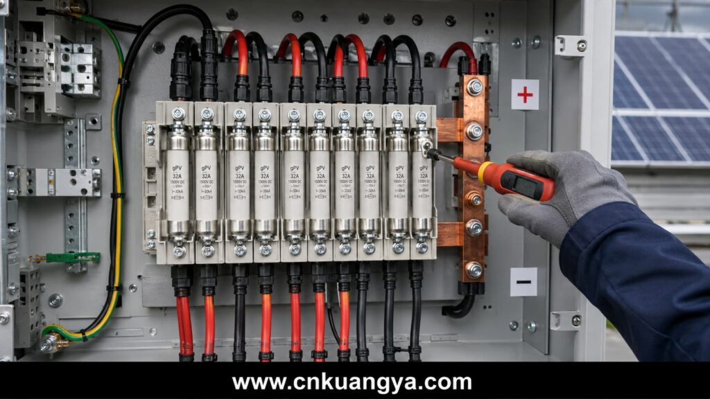gPV fuse and fuse holder coordination inside a photovoltaic combiner box