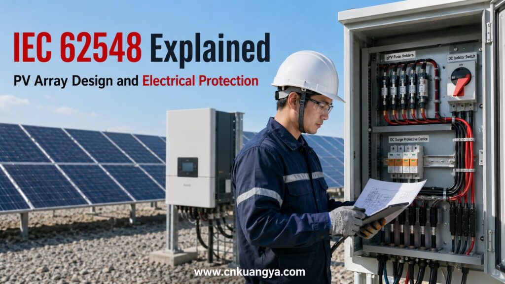IEC 62548 PV array design and electrical protection guide for solar engineers