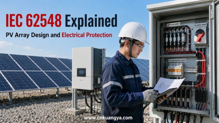 IEC 62548 PV array design and electrical protection guide for solar engineers