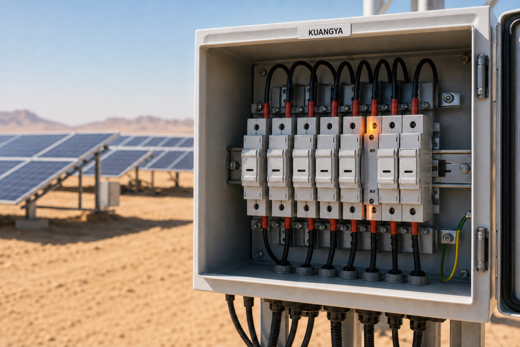 PV fuse holder overheating in a KUANGYA solar combiner box