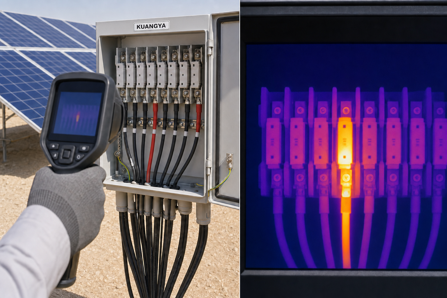 Thermal inspection of KUANGYA PV fuse holder overheating