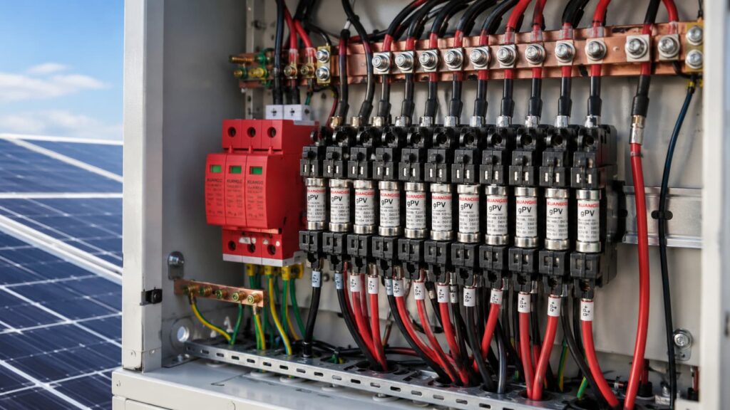 Parallel PV strings feeding reverse current into a faulted string protected by a gPV fuse