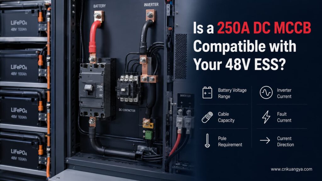250A DC MCCB compatibility check for a 48V ESS battery system