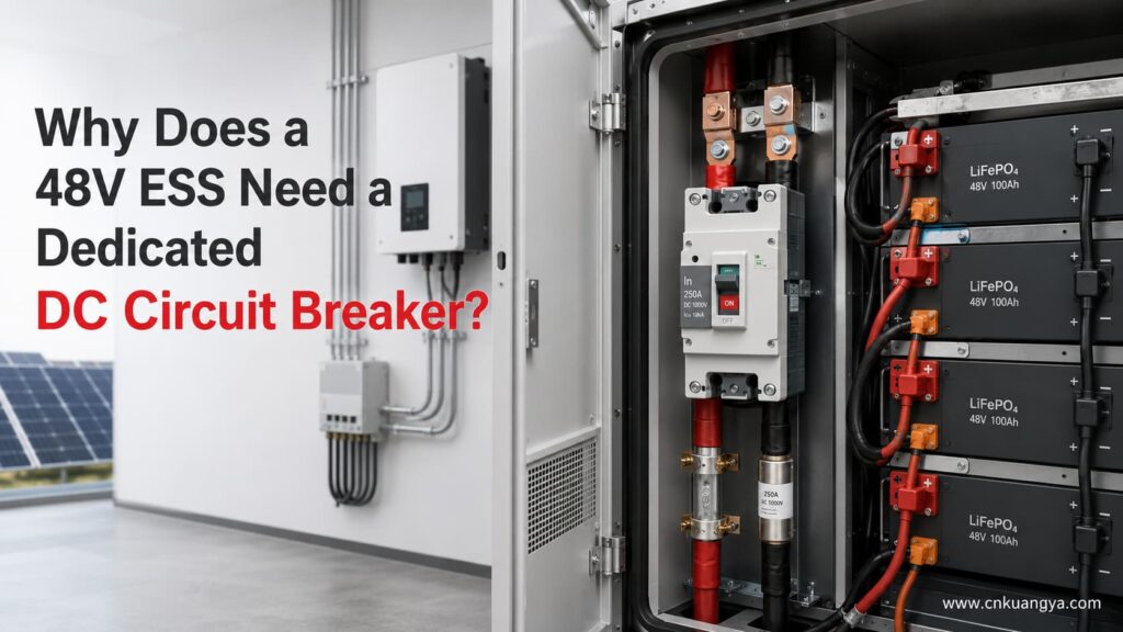 48V DC circuit breaker installed between an ESS battery bank and inverter